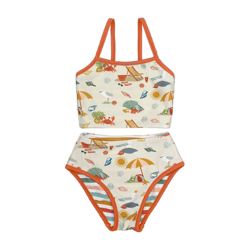Beach Day and Coral Stripes Reversible Bikini Girls Swimsuit - LOCAL FIXTURE
