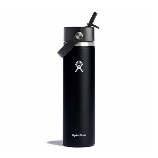 HYDRO FLASK BEVERAGE BOTTLE BLACK Hydro Flask 24 oz Wide Mouth with Flex Straw Cap