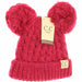 LF ACCESSORIES BEANIES Hot Pink Kids Solid Double Pom CC Beanies
