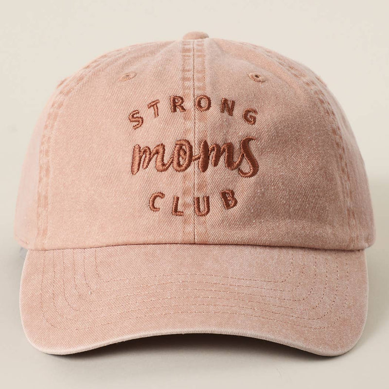 Strong Moms Club Embroidered Cotton Baseball Cap: SMOKE PINK