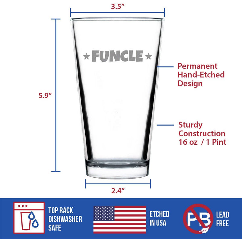 Funcle Pint Glass for Beer - Uncle Gifts and Decor