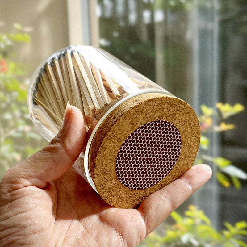 4" Matches in Premium Glass Cloche - Gold