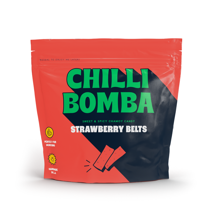 Chilli Bomba Strawberry Belts Chili Chamoy Candy 8oz/6ct