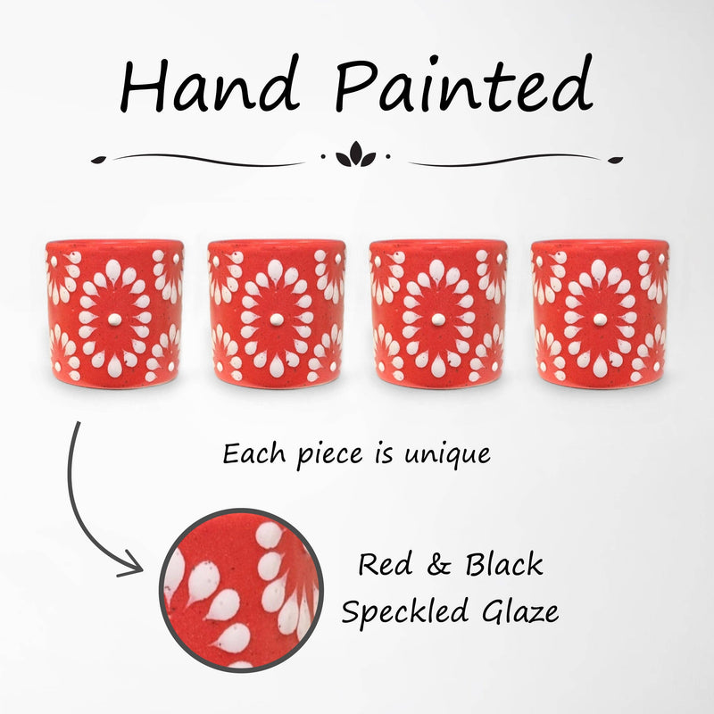 Talavera Shot Glass - Red & White