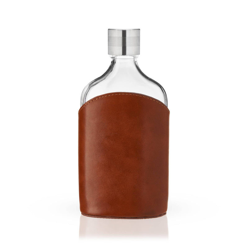 Admiral™ Vintage Style Parker LeatherWrapped Glass Flask