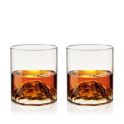 Mountain Themed Crystal Tumblers | Set of 2 - LOCAL FIXTURE