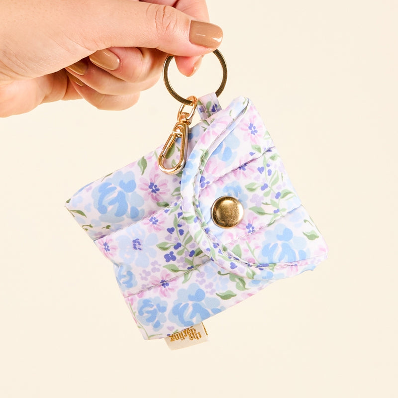 Puffy Earbud Case Keychain | Secret Garden Blue