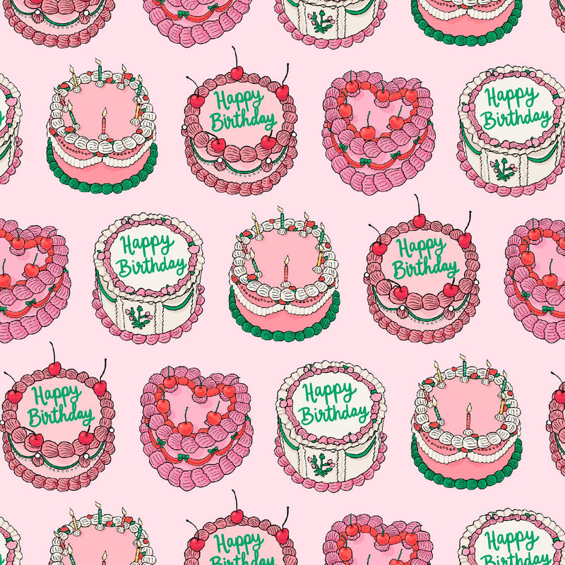 Vintage Birthday Cakes Wrapping Paper Roll