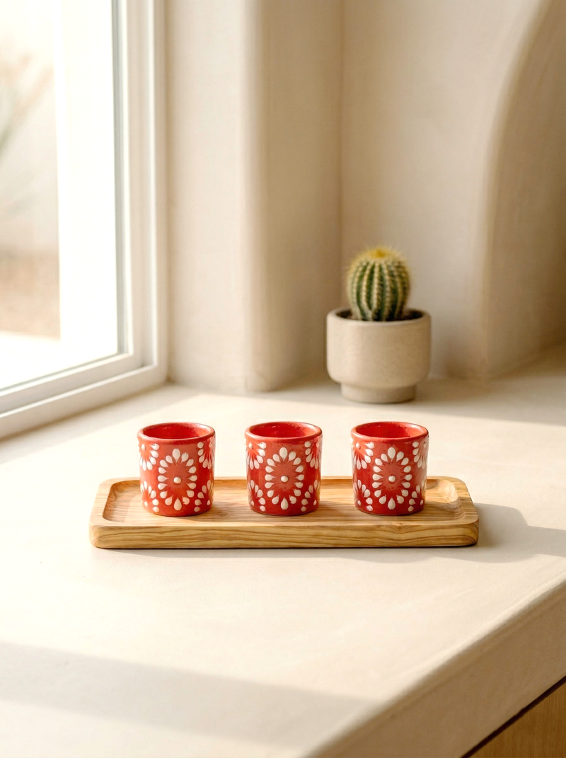 Talavera Shot Glass - Red & White
