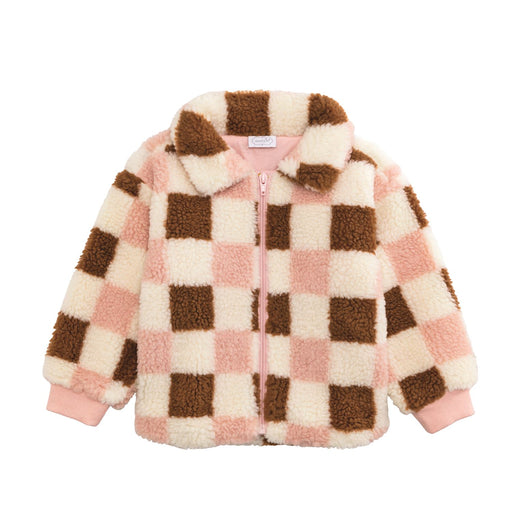 Pink Check Sherpa Jacket