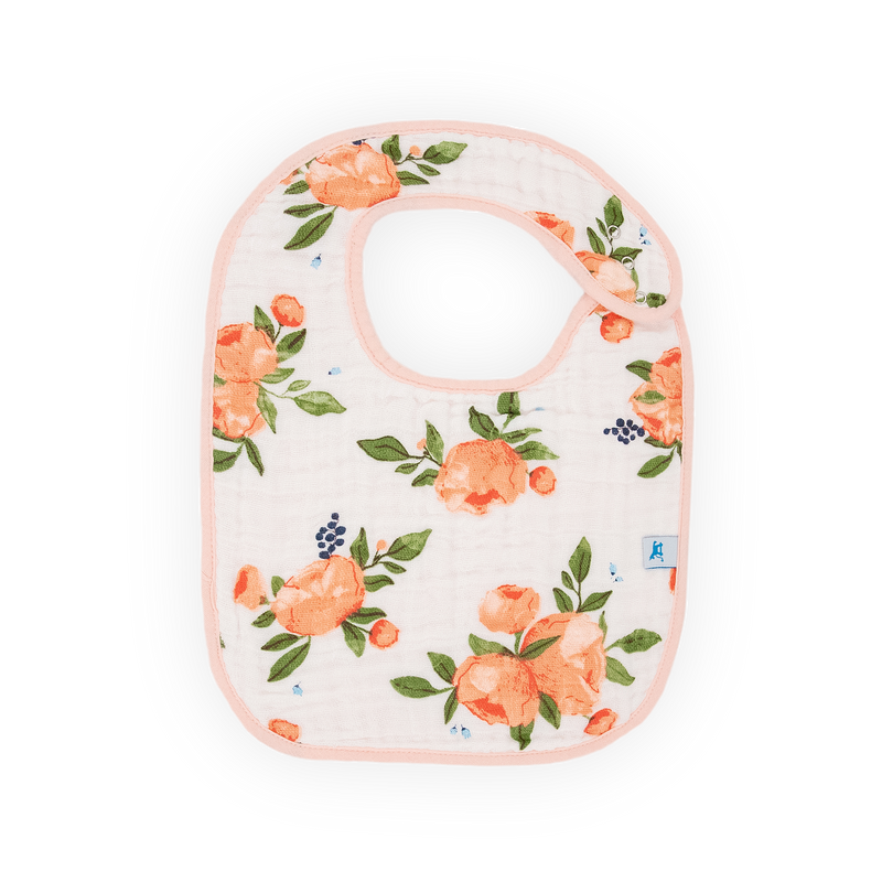 Cotton Muslin Classic Bib 3 Pack | Watercolor Roses 2