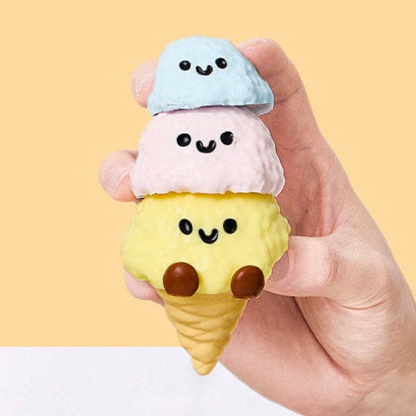 SqueezeSquad Taba Deluxe Premium Silicone Squishy Fidget Toy - Triple Ice Cream Cone