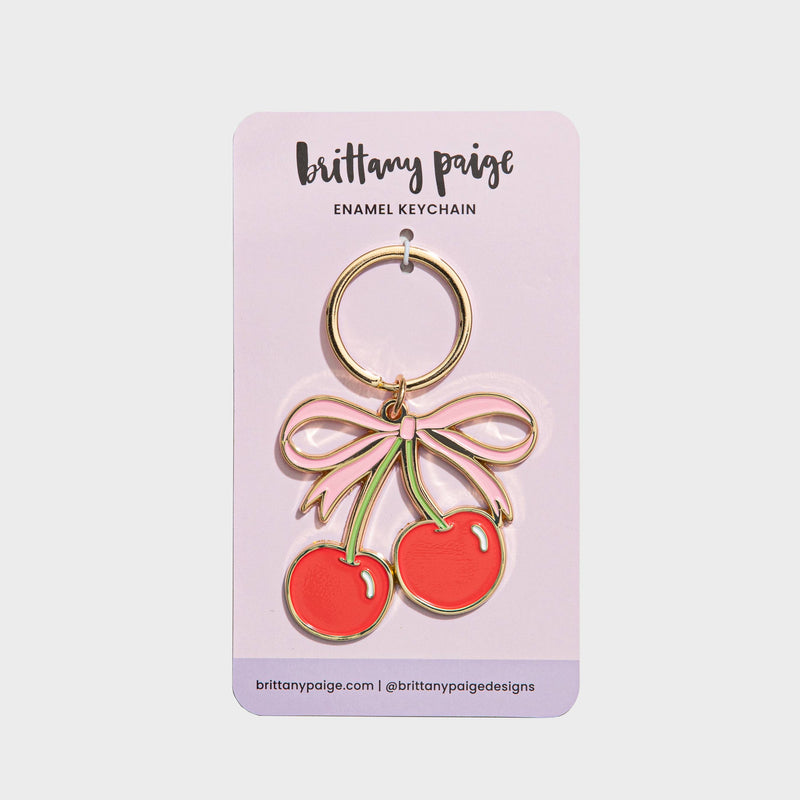 Cherries Enamel Keychain Bag Charm
