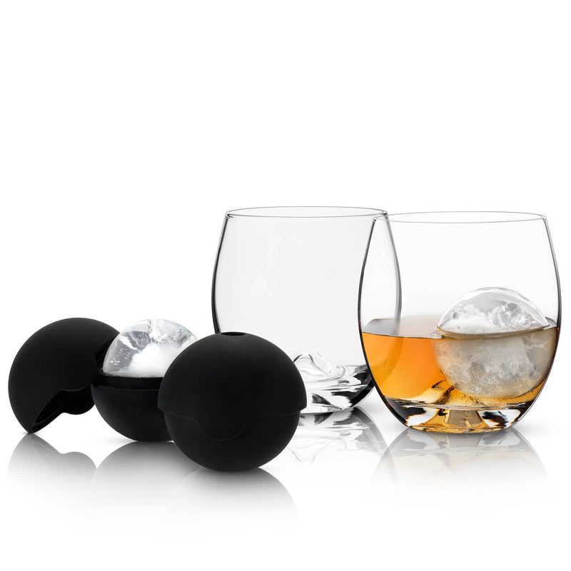 Glacier Rocks® Ice Ball Molds & Tumblers Set - Set of 4