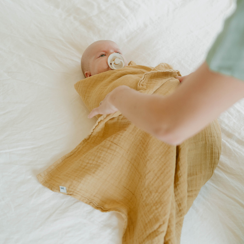 Organic Cotton Muslin Swaddle Blanket | Wheat
