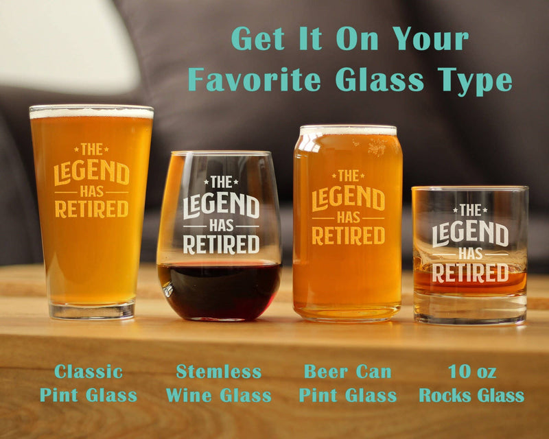 Legend Has Retired Pint Glass for Beer - Retirement Gifts