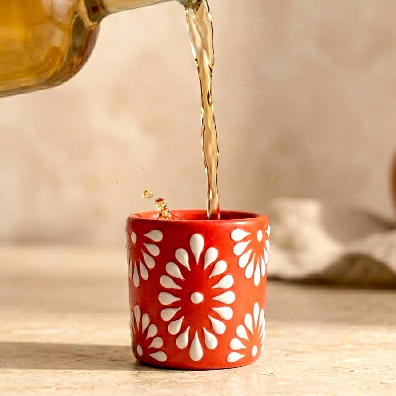 Talavera Shot Glass - Red & White