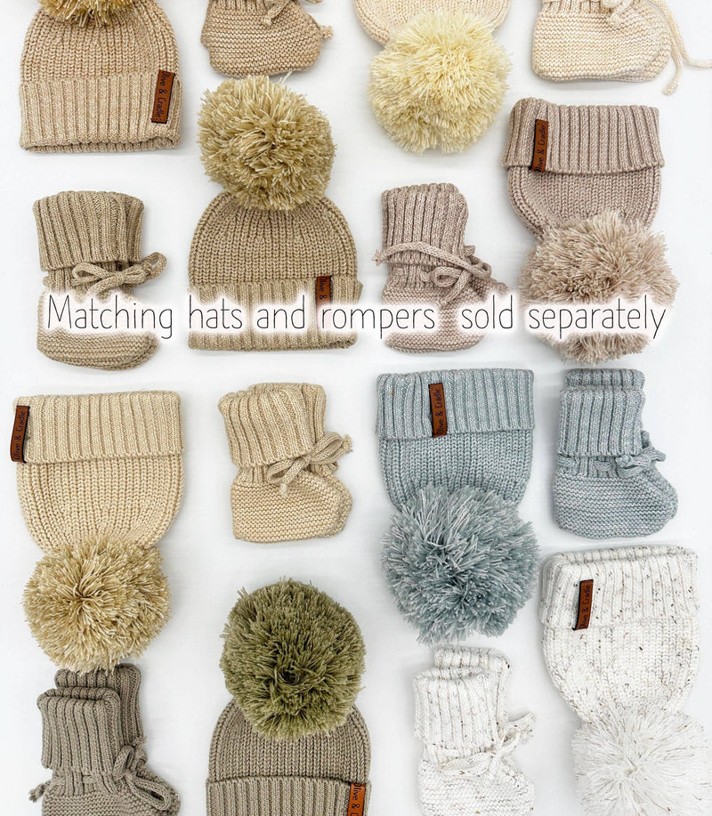 Garter Cotton Knitted Booties: Heathered blue / M| 6-18 months