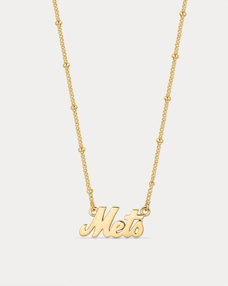 The MLB Nameplate Pendant Necklace- Gold: LA Dodgers
