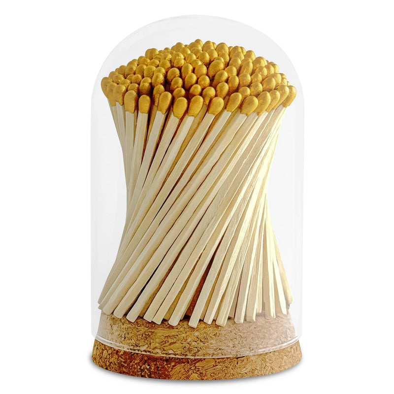 4" Matches in Premium Glass Cloche - Gold