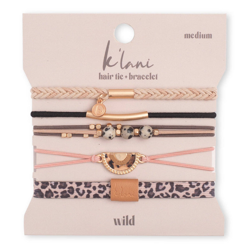 "Wild" Animal Print with Pink Accent Hair Tie Bracelets: Medium
