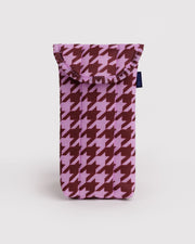 Puffy Glasses Sleeve - Pink Houndstooth