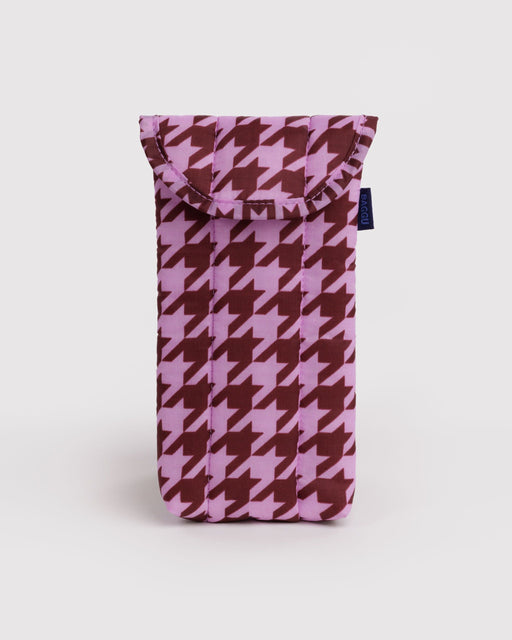 Puffy Glasses Sleeve - Pink Houndstooth