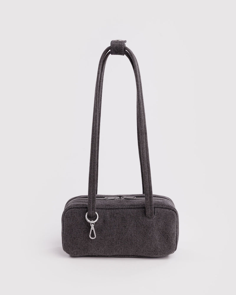 Small Denim Bowler Bag - Washed Black Denim