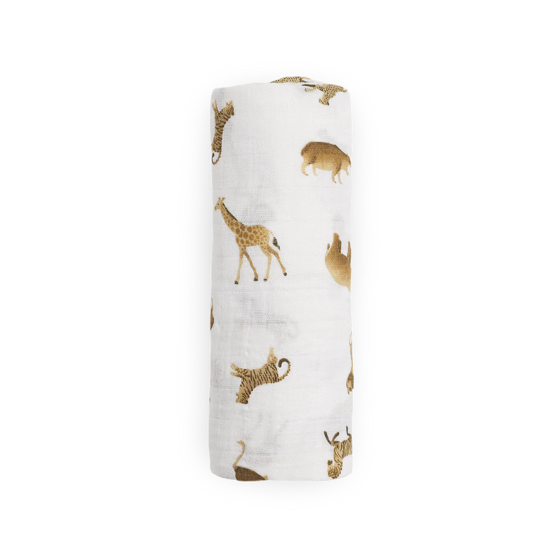 Organic Cotton Muslin Swaddle Blanket | Animal Crackers