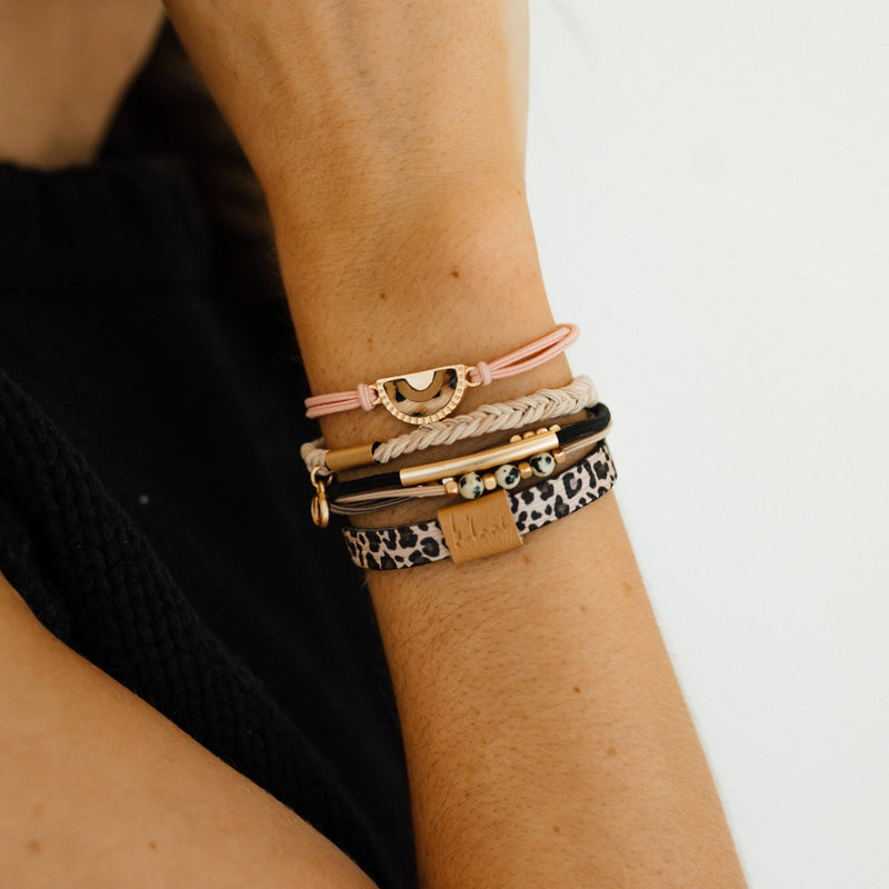 "Wild" Animal Print with Pink Accent Hair Tie Bracelets: Medium