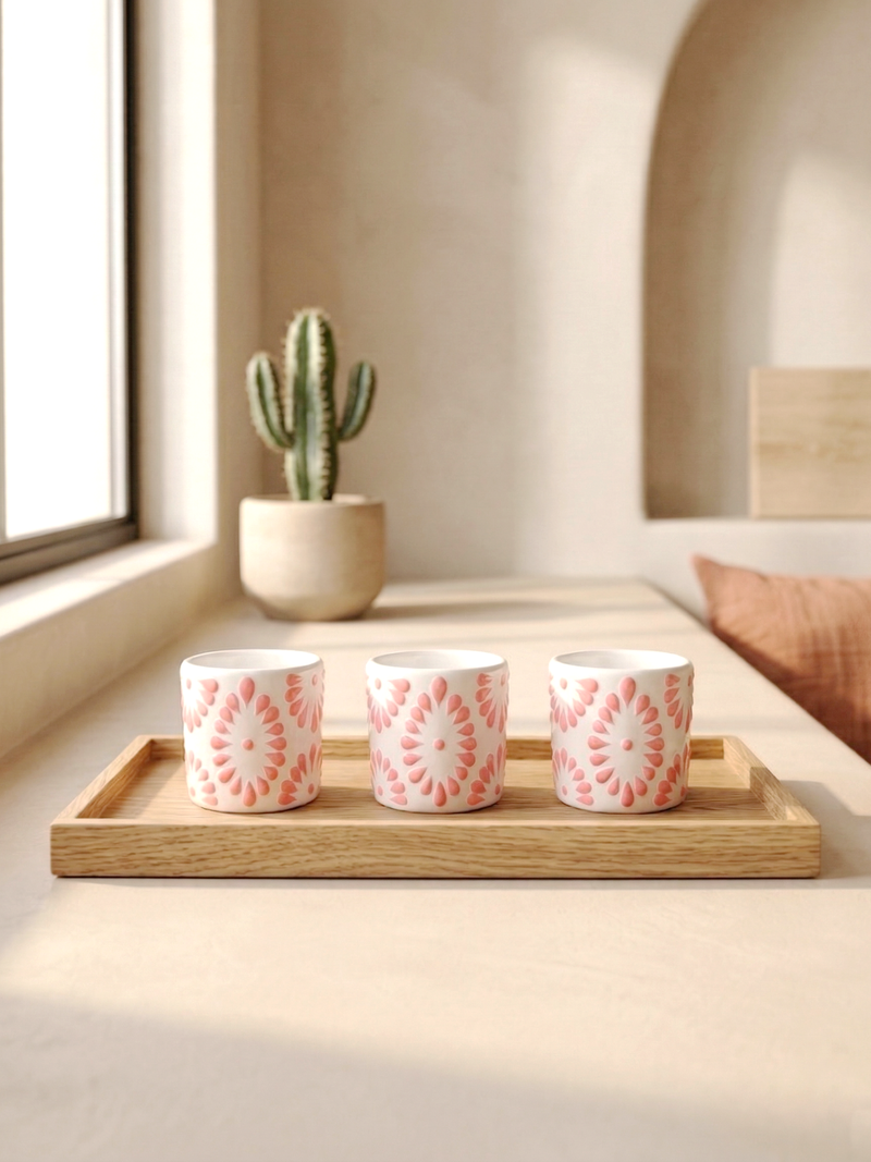 Talavera Shot Glass - White & Pink