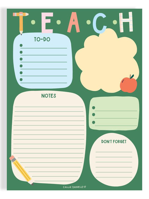 Teach school-themed daily 6x8 to do notepad by Callie Danielle