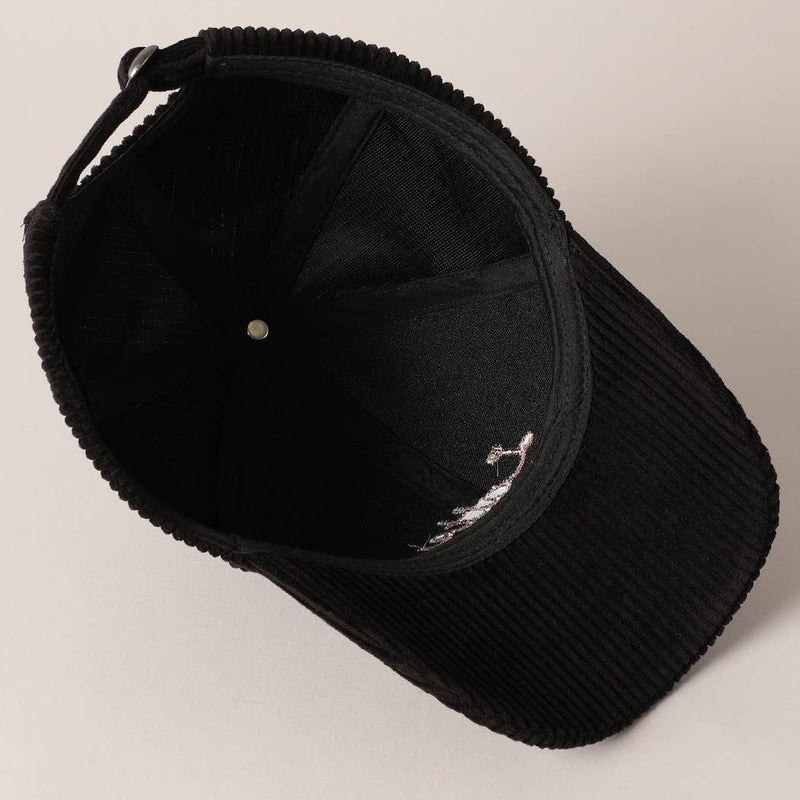 Latte Text Embroidery Corduroy Baseball Cap: Brown / ONE SIZE