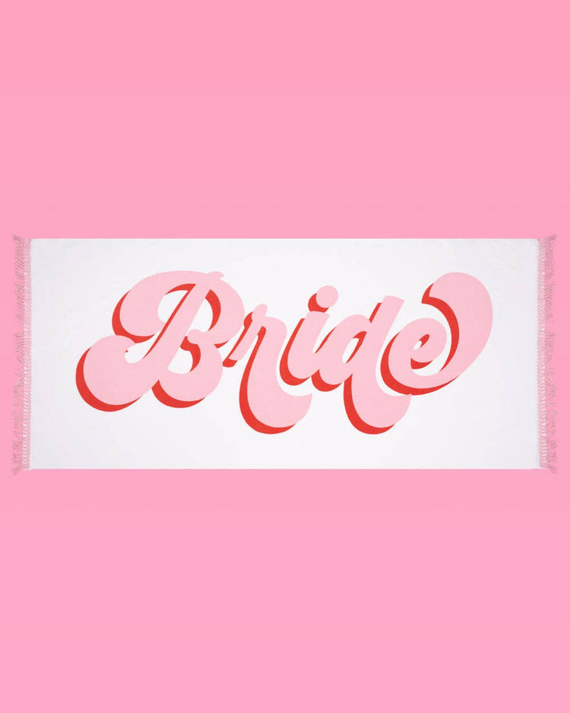 Bride Beach Towel - fringe cotton towel 30" x 67"