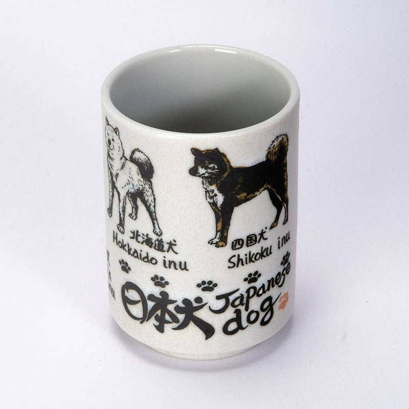Japanese Dog Breeds Yunomi Style Tea Cup Reactive Glaze 9 fl oz JP (6/60)