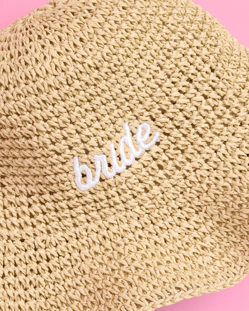 Bride Straw Bucket Hat