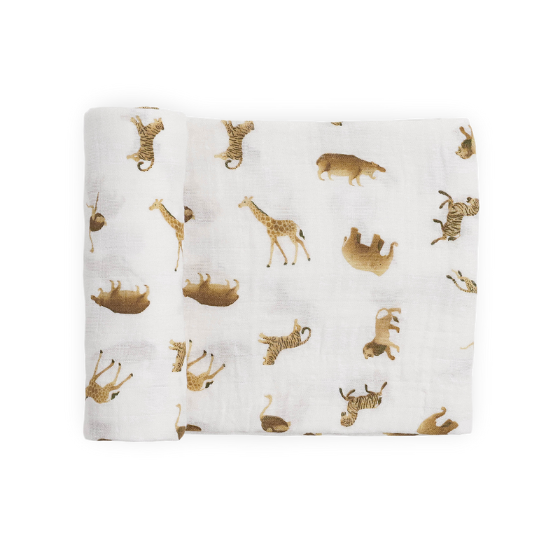Organic Cotton Muslin Swaddle Blanket | Animal Crackers