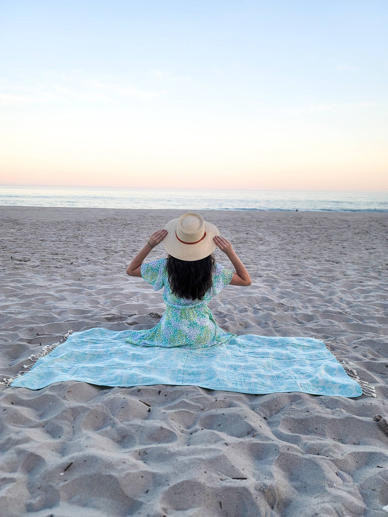 Mexican Blanket | Aztec Throw | Oversized Turkish Towel: Benetton Green