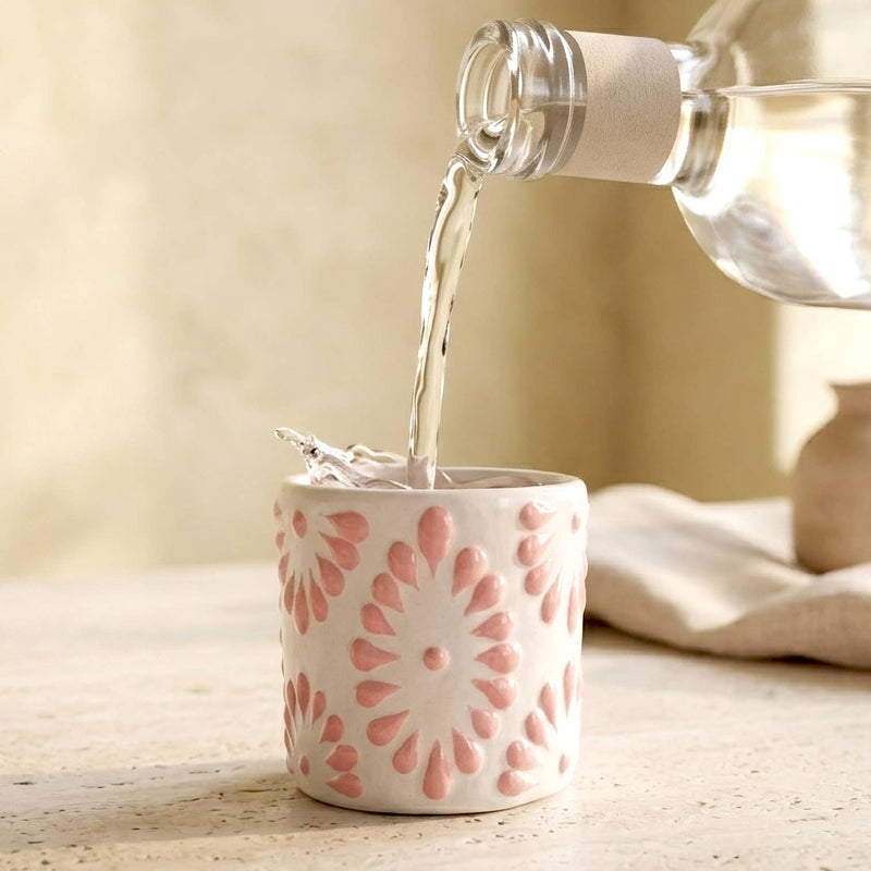 Talavera Shot Glass - White & Pink