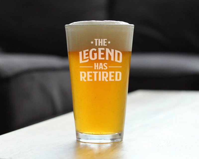 Legend Has Retired Pint Glass for Beer - Retirement Gifts