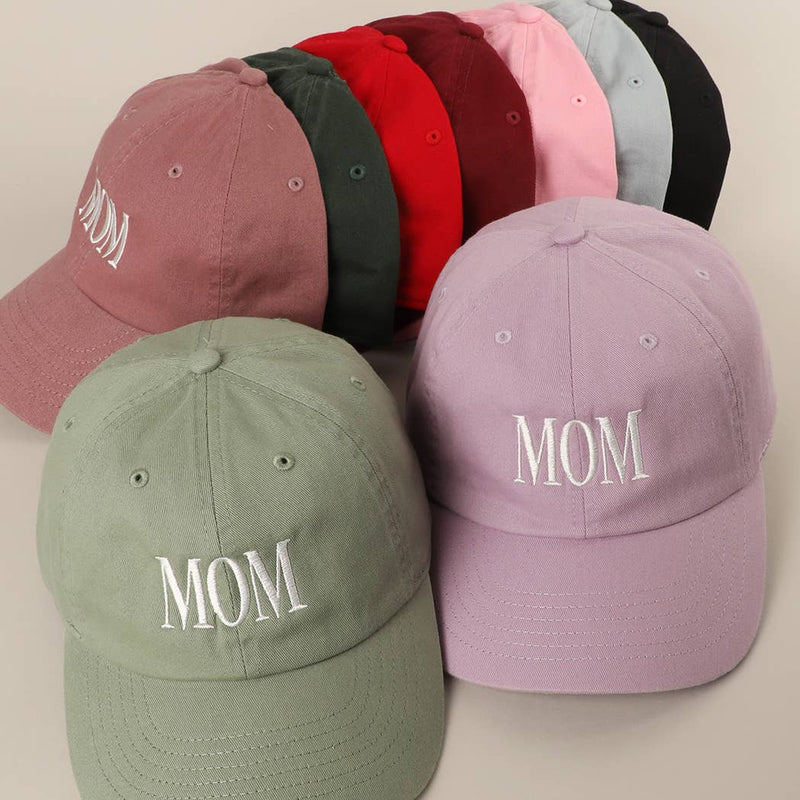 MOM Lettering Embroidery Baseball Cap: LILAC / One Size