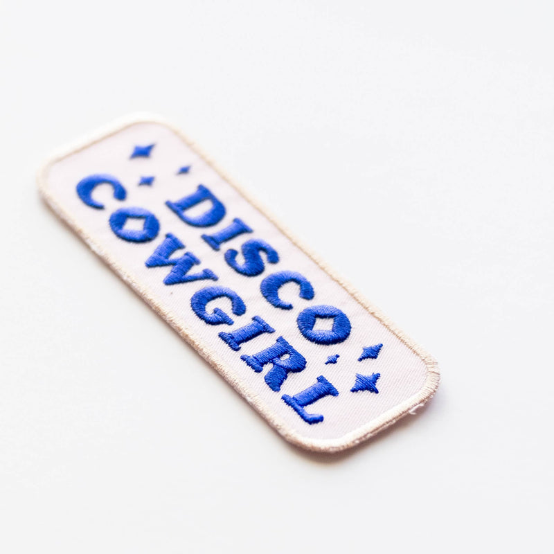 Disco Cowgirl Embroidered Iron on Patch: Yes