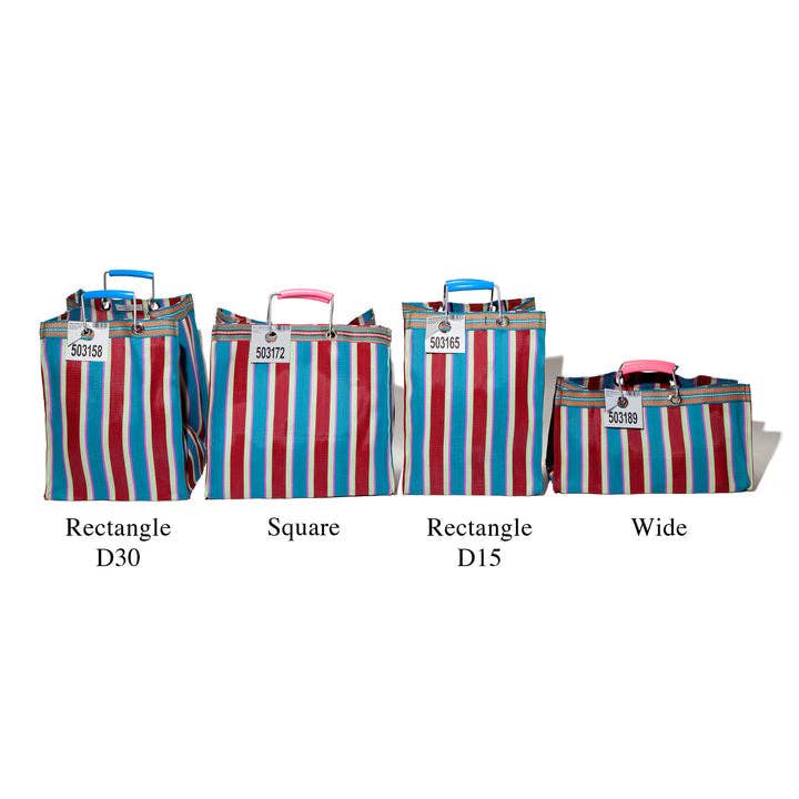 Recycled Plastic Stripe Bag - Rectangle D30: Orange x Blue