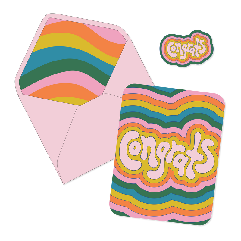 Congrats Rainbow Swirl Card