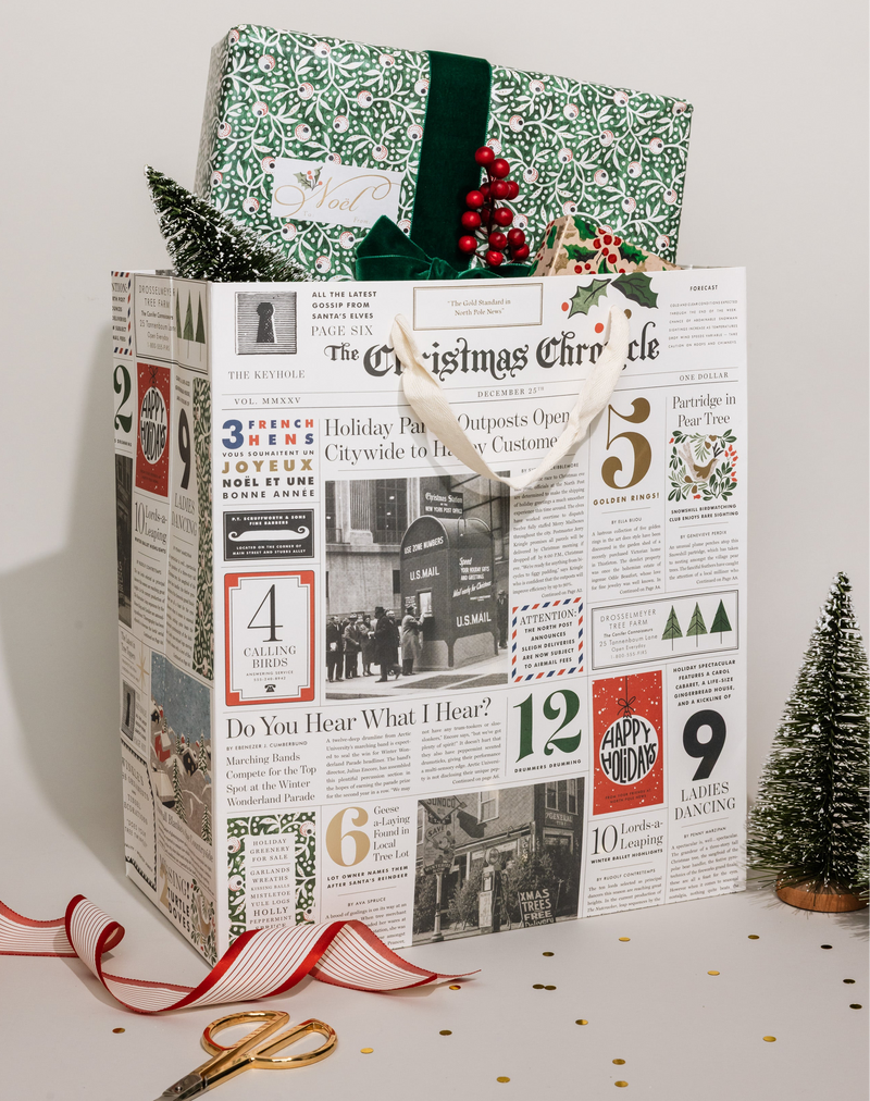 Christmas Chronicle gift bag styled for the holidays