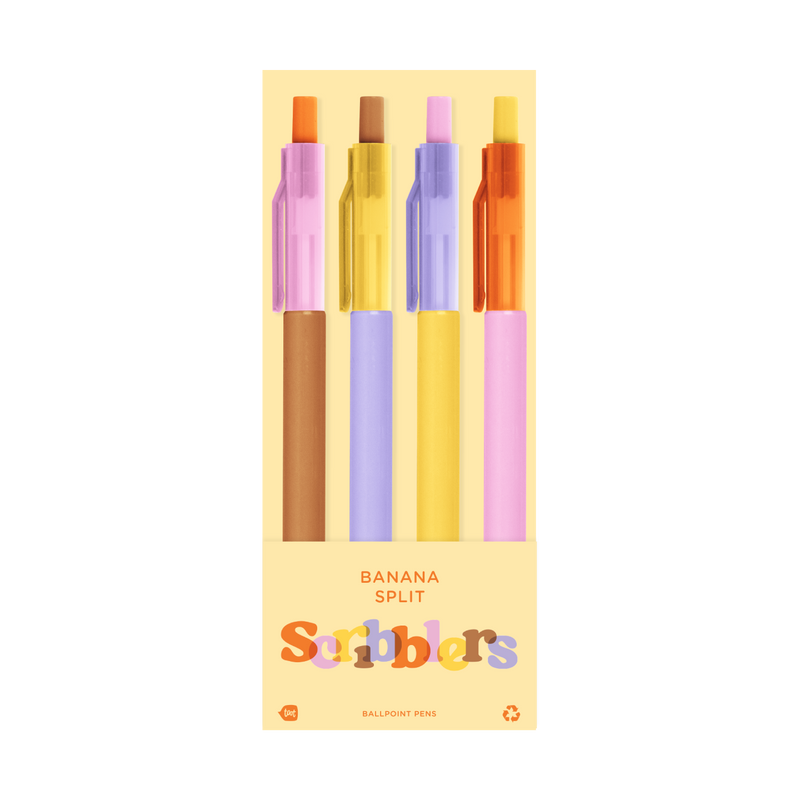 Scribblers Ballpoint Pens: Banana Split Scribbler 4 Pack
