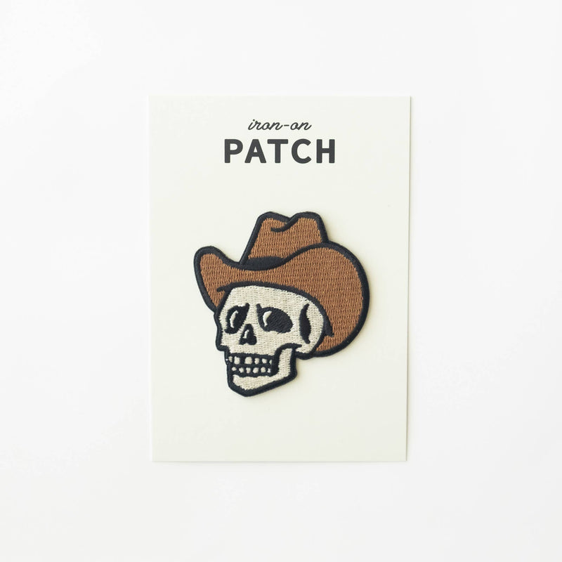 Cowboy Skull Embroidered Iron on Patch: Yes