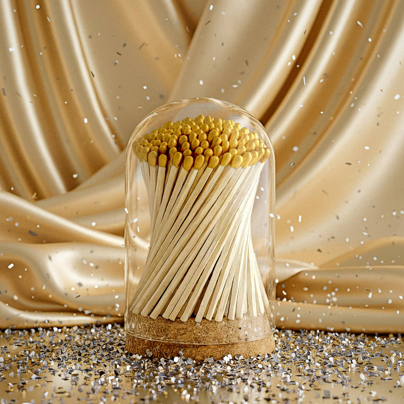 4" Matches in Premium Glass Cloche - Evergreen