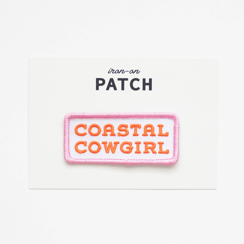 Coastal Cowgirl Embroidered Iron on Patch (Pink+Orange): Yes