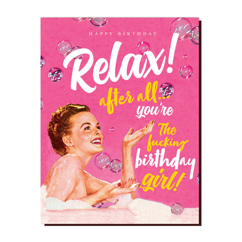 RELAX BATH GIRL birthday card